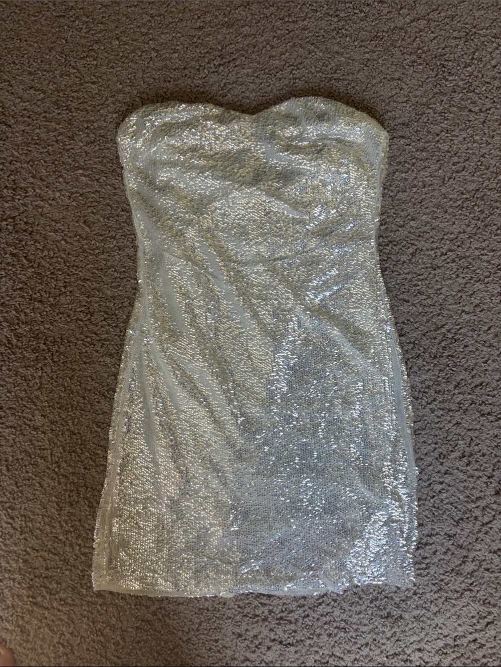 12th Tribe Strapless Sequin Mini Dress in Silver